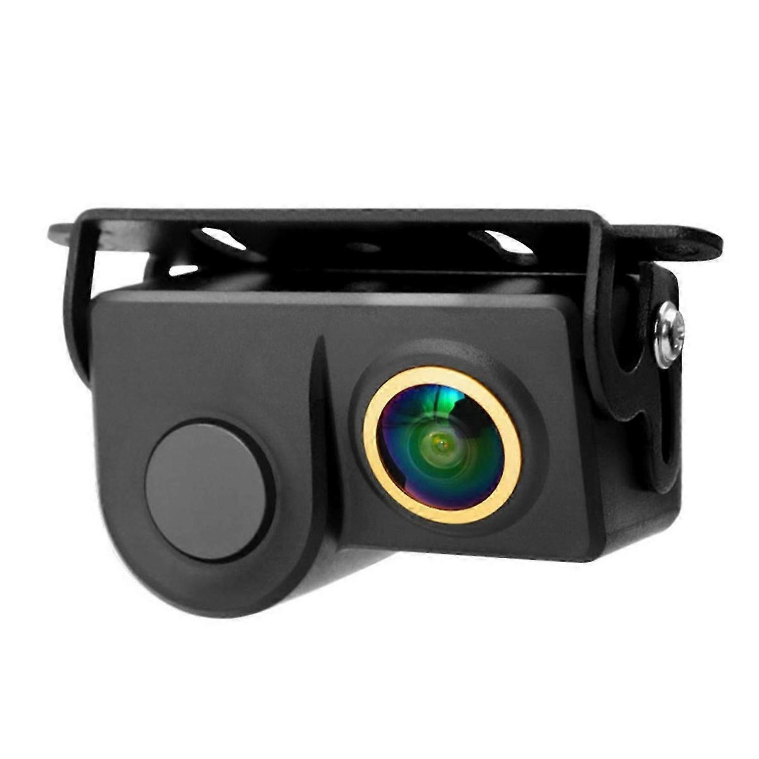 HD Car Rear View Camera 2 in 1 Parking Radar Detector Sensor HD Night Vision Golden Lens Reverse Cam