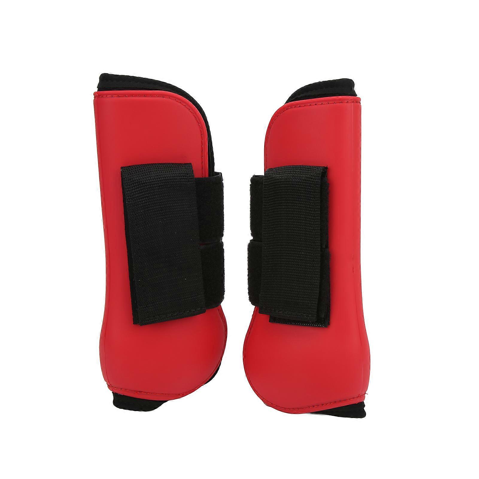 Horse Sport Boots PU Shell Horse Front Leg Boots with Elastic Cushion for Horse Jumping TrainingRed Front Legs XL