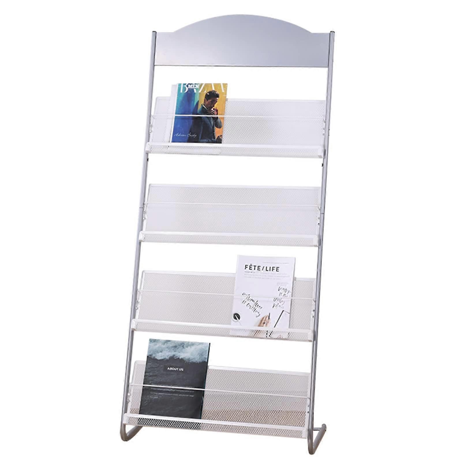 Commercial Floor Standing Magazine Rack with 4 Pockets, Durable Literature Display Stand for Exhibitions and Events