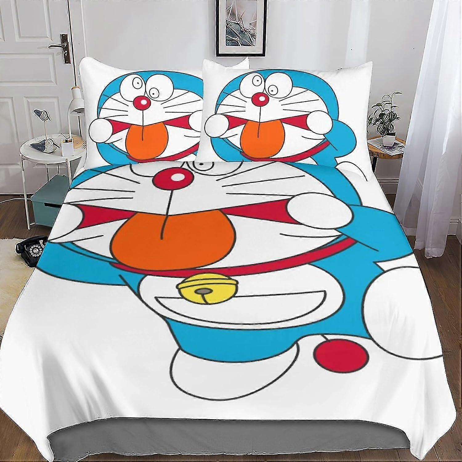 Simpatico set di biancheria da letto con stampa digitale 3D anime con federa e copripiumino - Set di 3 pezzi in morbida microfibra con chiusura a cerniera