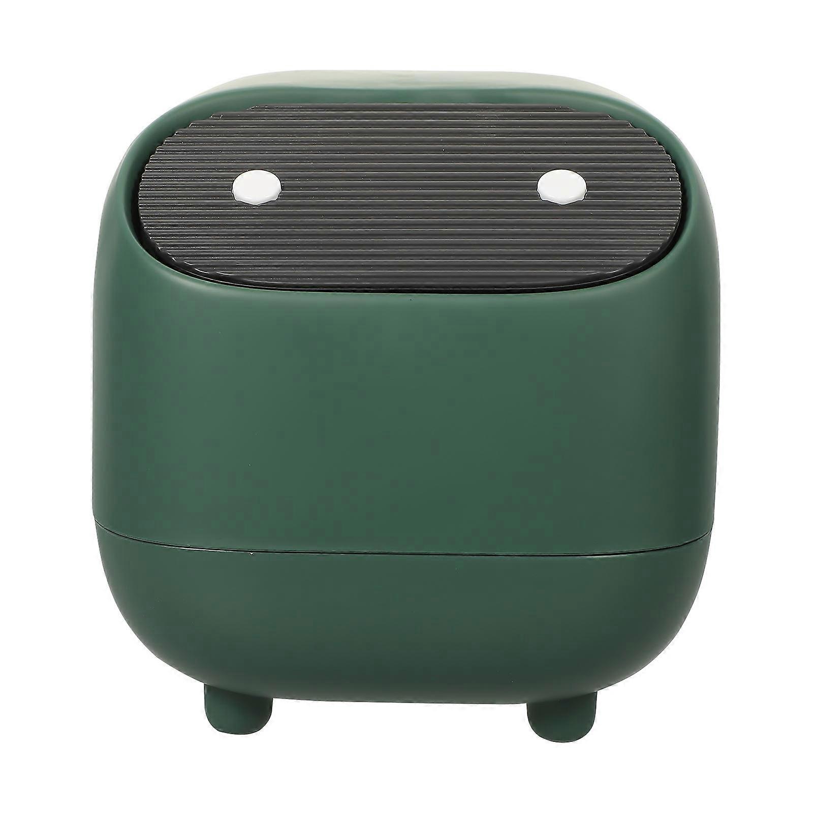 Office Trash Can Desktop Organization Creative Design 17X16.5X16.5CM Green 1Set