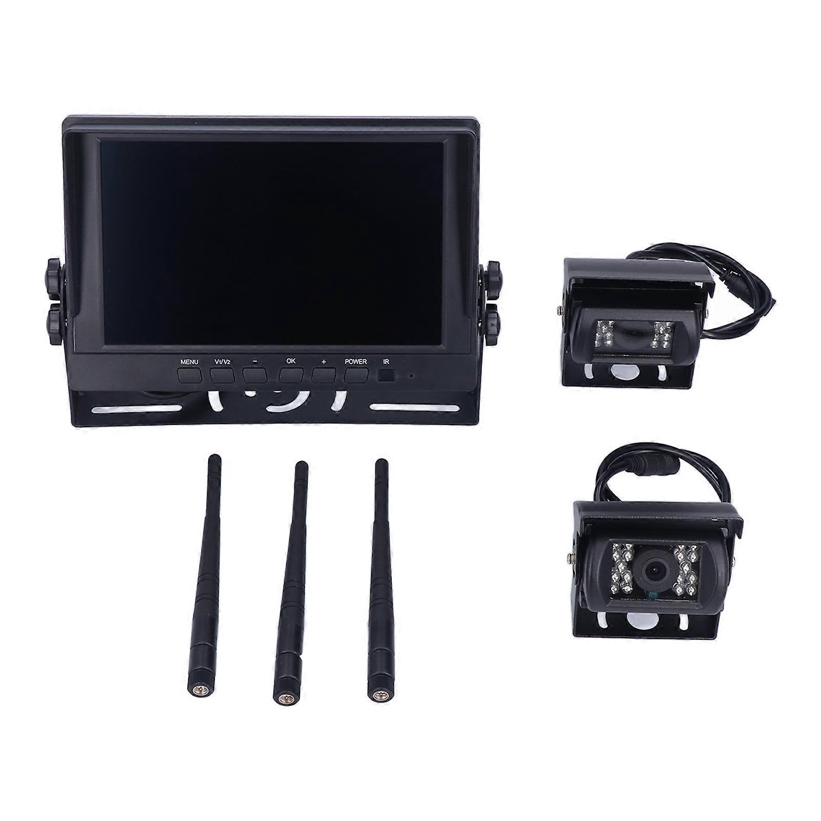 8in Backup Blind Spot Image LCD Screen Side Camera Set Night View IP68 Waterproof for Trucks Trailers