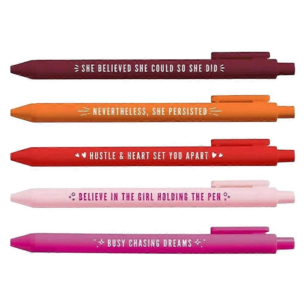 5pcs Motivational Pens for Women – Elegant Themed Writing Instruments with Inspirational Quotes, Smooth Writing for Journaling and Office Use, Unique