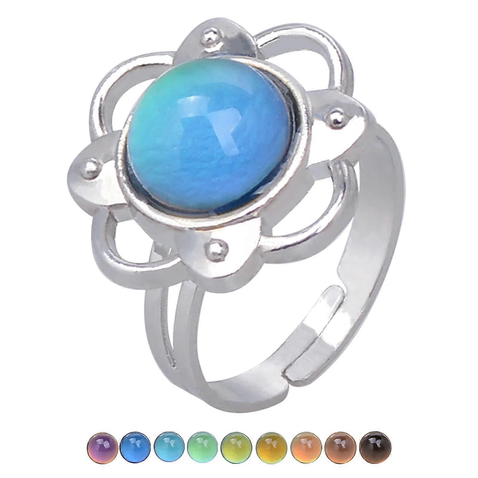 Mood Ring Color Changing Temperature Sensitive Gemstone One Size Watercolor Design Gift