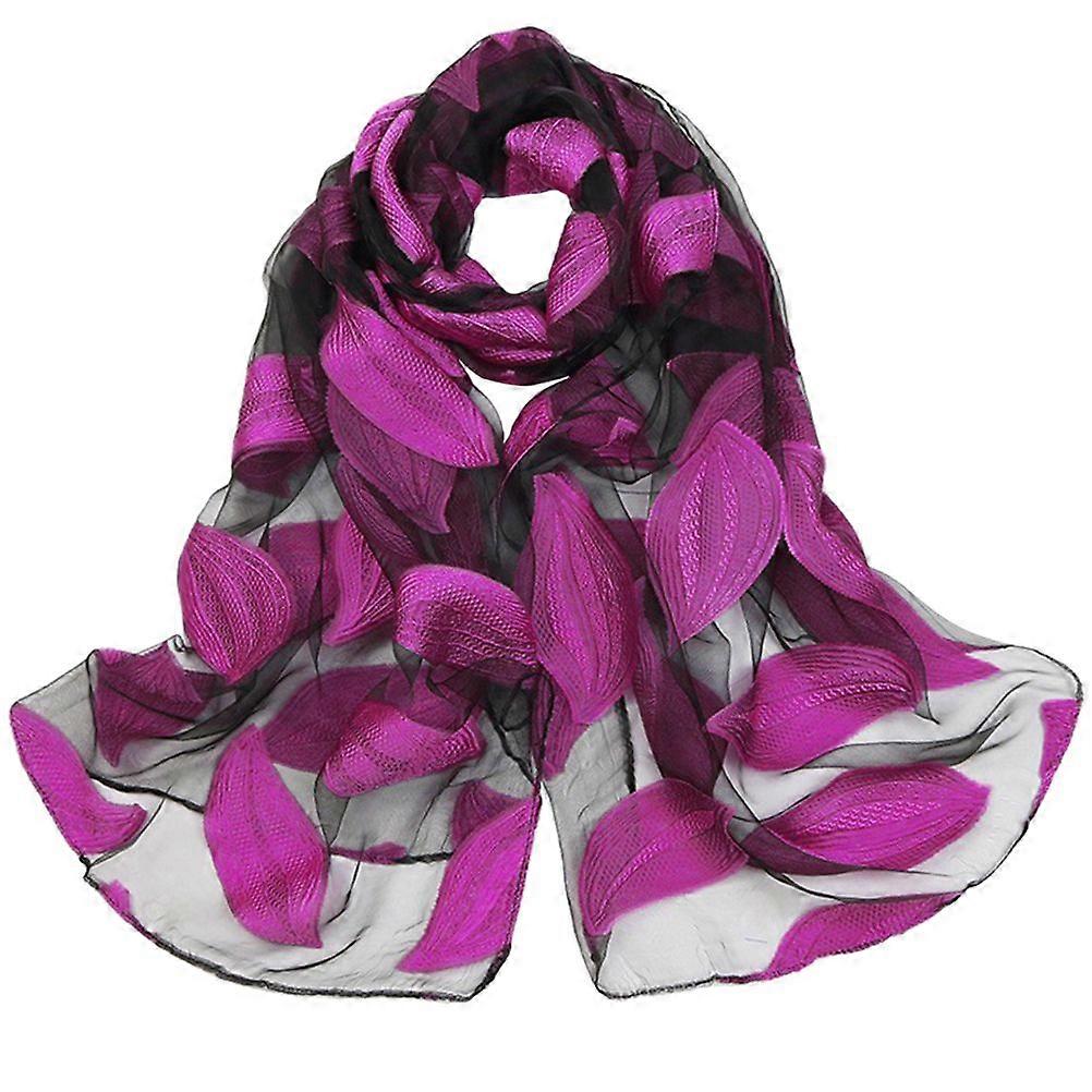 Solid Color Beach Towel Sun Block Cape Leaves Pattern Cloak Summer Scarf Rosy