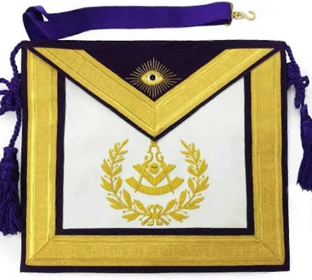 Masonic Past Master Gold & Purple Hand Embroidered Apron