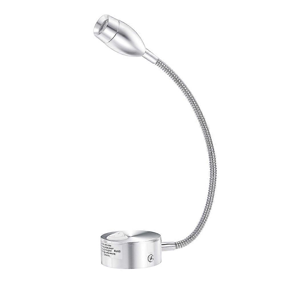 LED Wall Mounted Reading Lamp with Flexible Gooseneck, Chic Design, Warm White Light, Stylish White Switch, High Gloss Base for Indoor Use