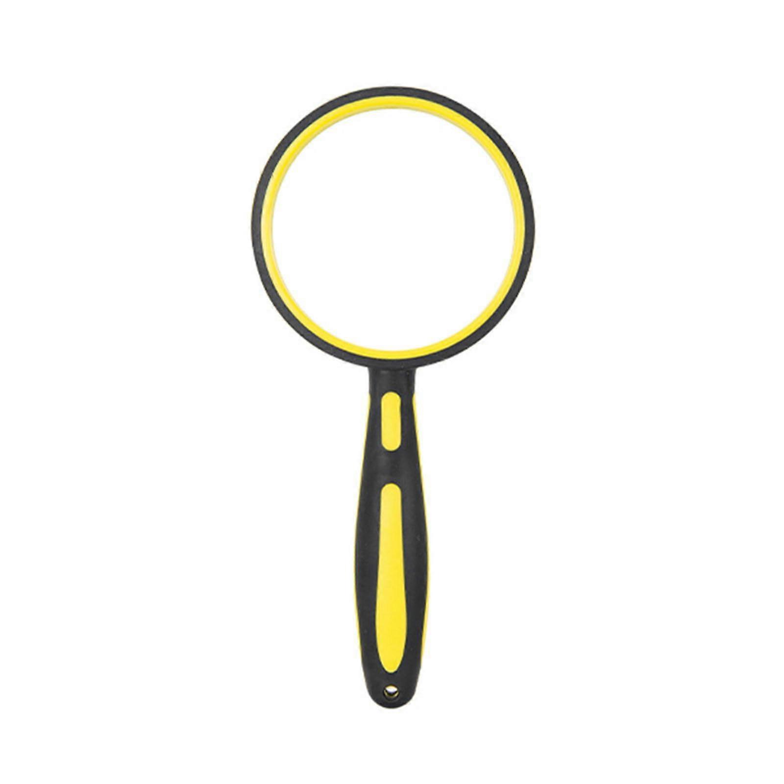 Hand magnifier with nonslip rubber grip, 5–10x magnification, with optical lens for enhanced clarity and precision tool 70 mm, yellow
