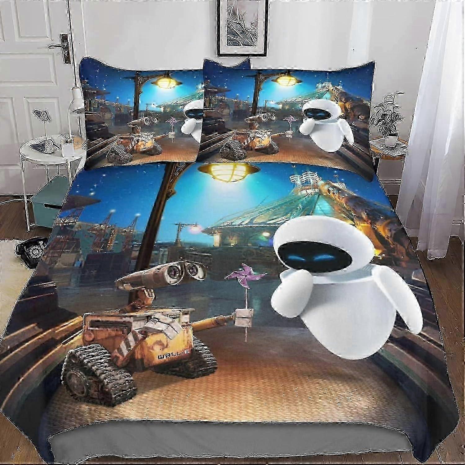 Ekenoz Wall-e påslakan Sängkläder Robot Täcke Täcke Set Flickor 3 Stycke För Barn Tonåringar 3d Sz