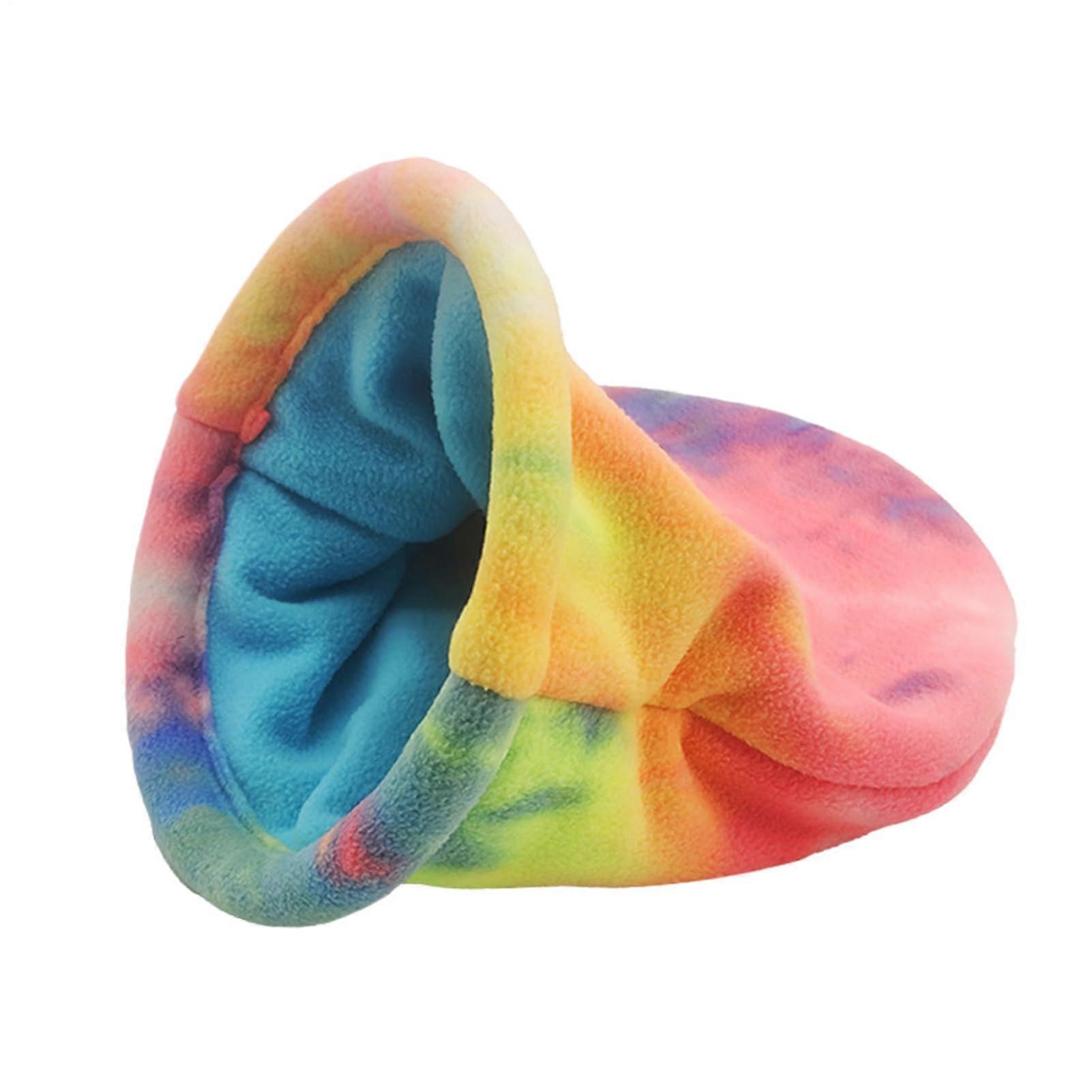 Animal Hide Bed Caster for Small Pets | Bunny Nest for Squirrels and Gerbils | Cozy Soft Pink/Yellow Winter Sleeping Bed