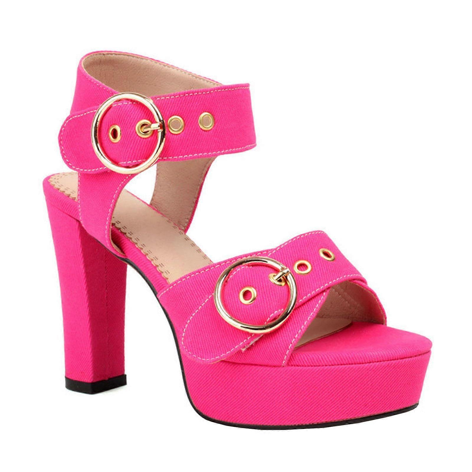High Heels Open Toe Ankle Strap Sandals 10.5cm Block Heel  display picture 1