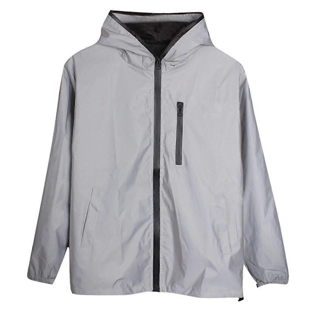 Reflective Jacket Unisex Running Jacket Breathable Waterproof Windproof Neon 01 Grey 5XL