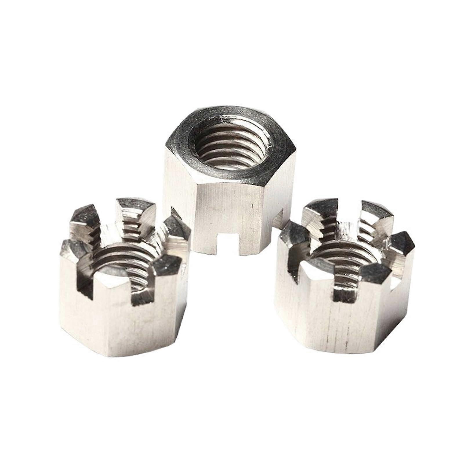 Hex Slotted Nut Type 1, Thin Slotted Hex Nut, Castle Nut, M16-M24, Metric Coarse Thread, 2 Pieces