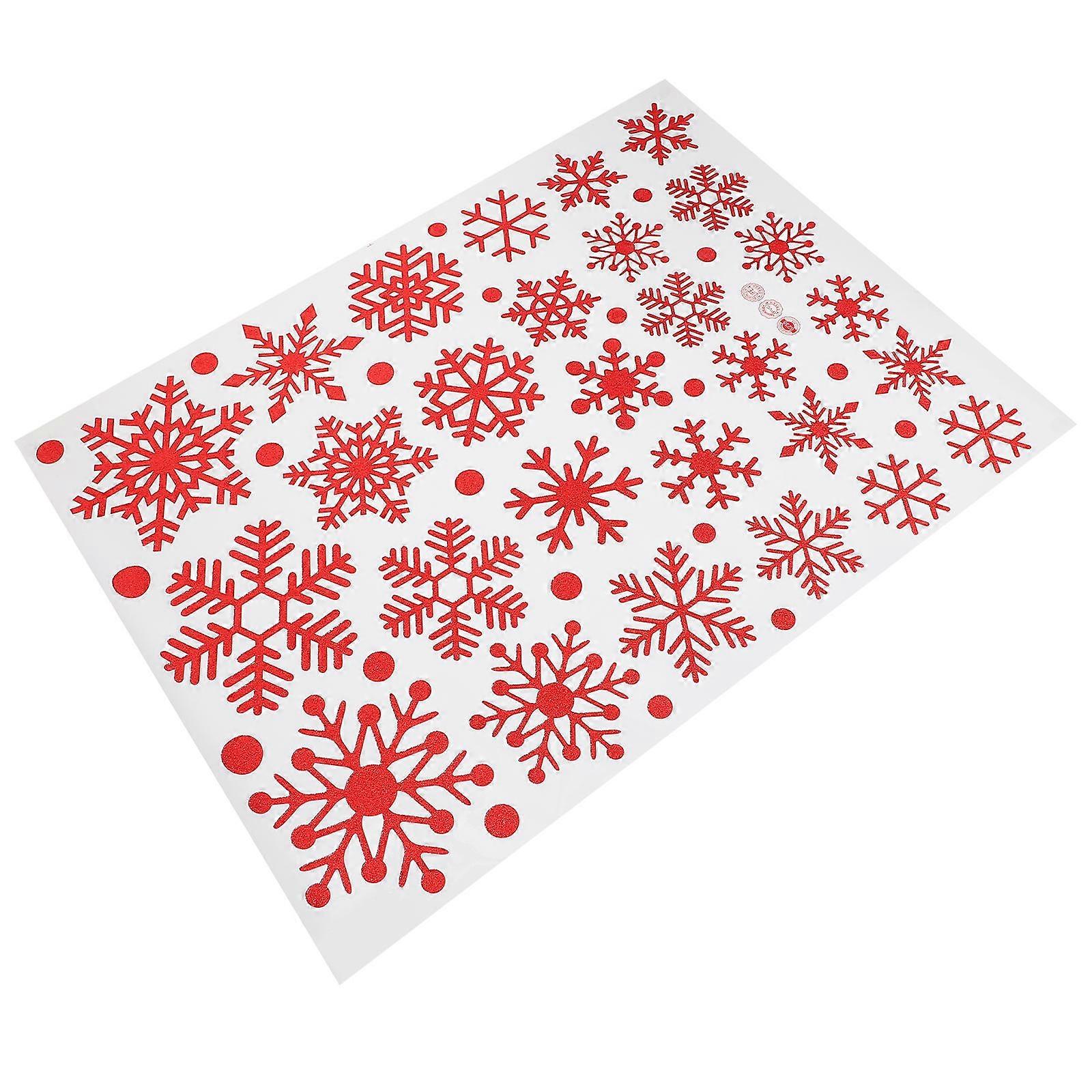 Christmas Snowflake Decorations Red PVC Removable Self-Adhesive 1 Sheet