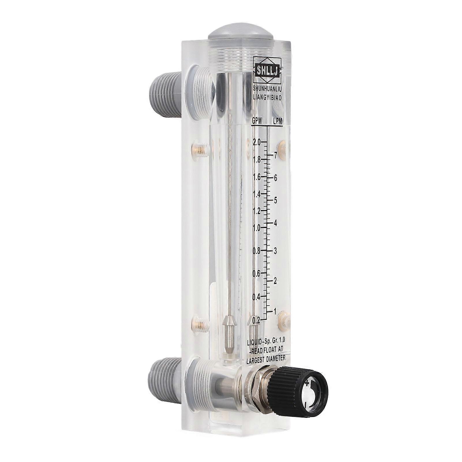 Panel Type Flow Meter 0.2‑2GPM Acrylic Liquid Flowmeter Tester for Measuring Control