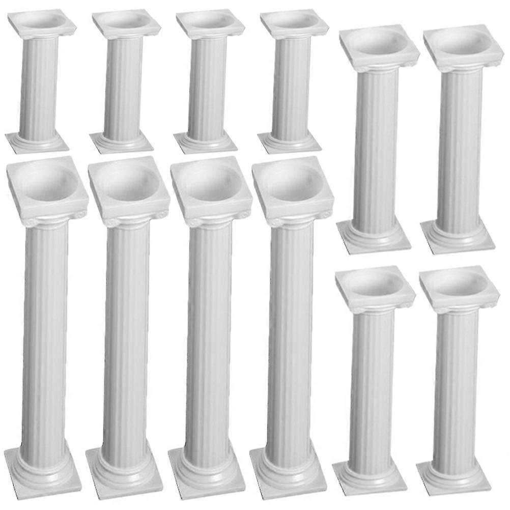White Plastic Cake Support Columns for Tiered Cakes and Displays 12 Pieces Various Sizes