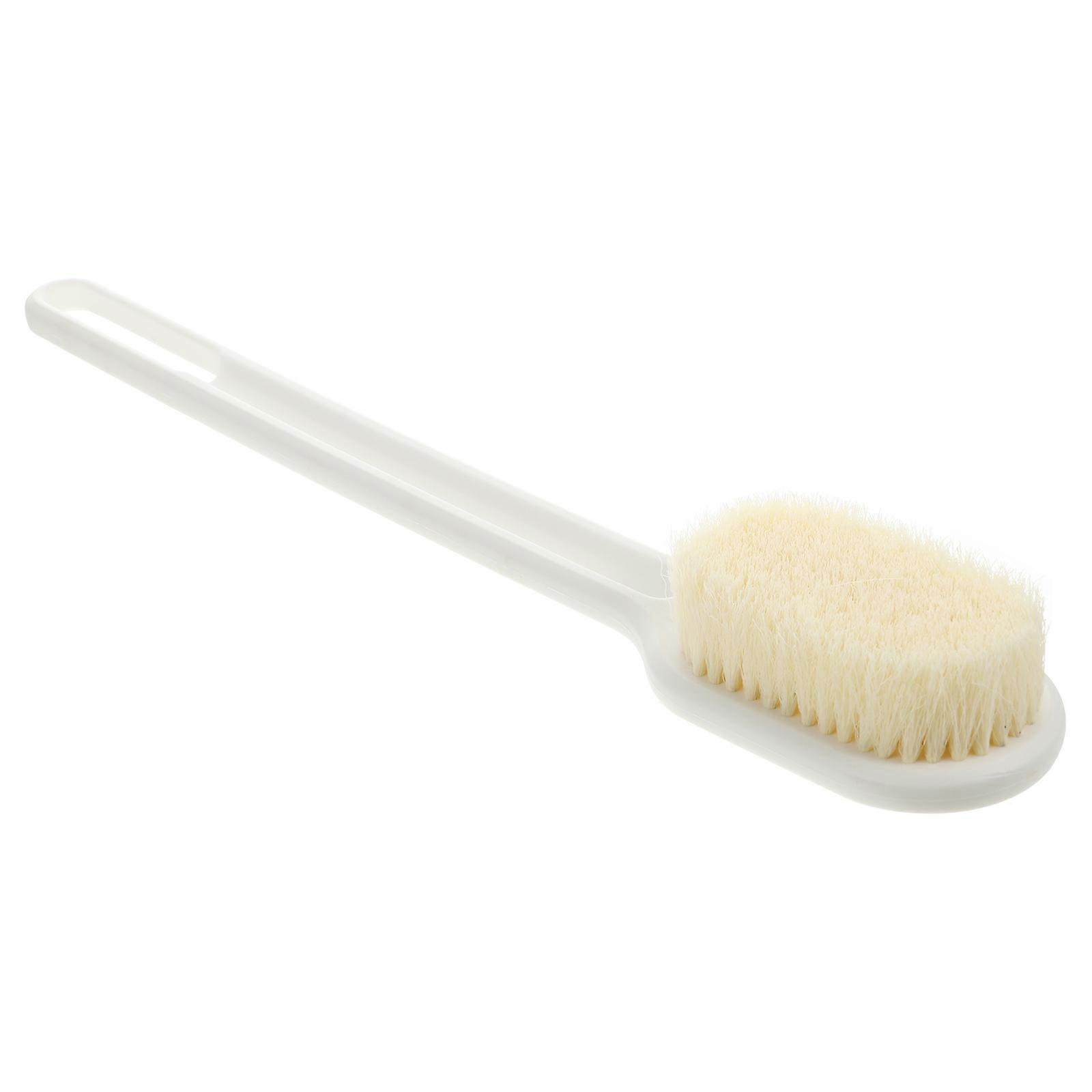 Bathroom Bath Brush with Long Handle for Back Cleaning and Massaging White Plastic Nylon