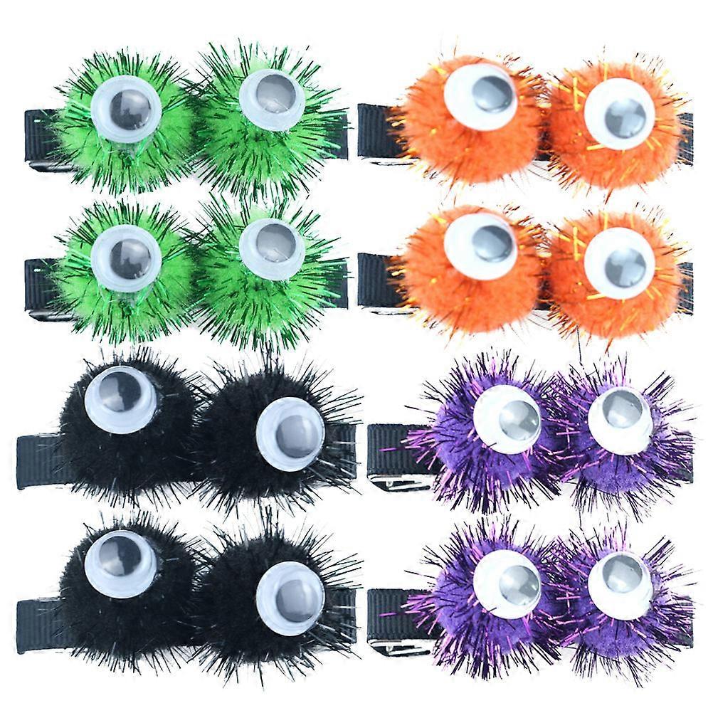 Assorted Color Eyeball Hairpins Halloween Hair Accessories for Toddlers 4 Pairs in 1 Bag