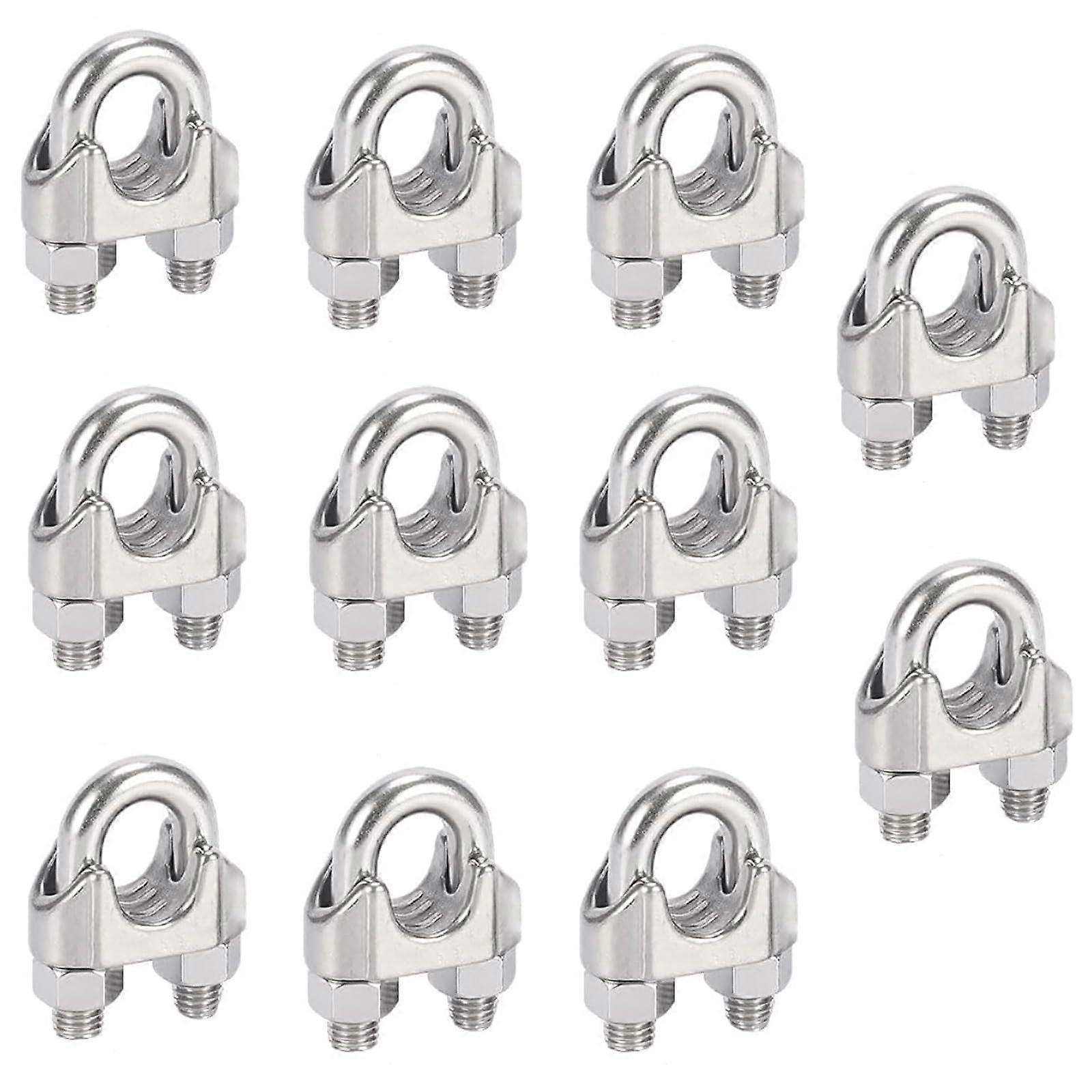 Wire Rope Clamp Stainless Steel 20 Pcs Universal Clamp For 3-6mm Cable With Nuts For Clothesline And Awning