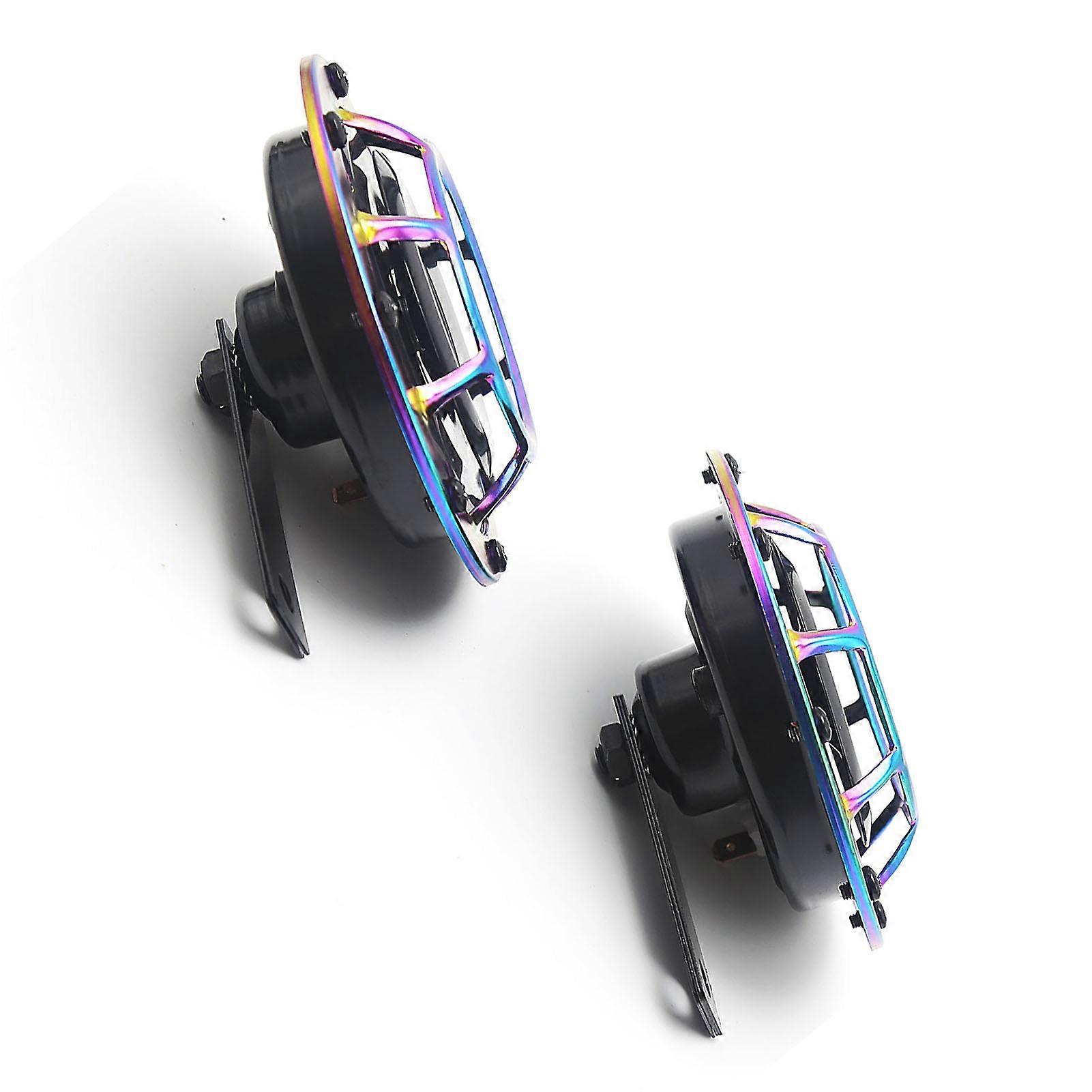 2 件 125 毫米 12V 电动汽车喇叭超响亮高音/低音双喇叭套件，带摩托车汽车保护格栅