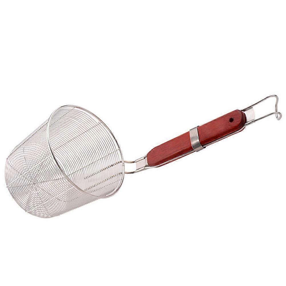 Stainless Steel Pasta Basket with Wooden Handle for Kitchen Use Lightweight 14cm
