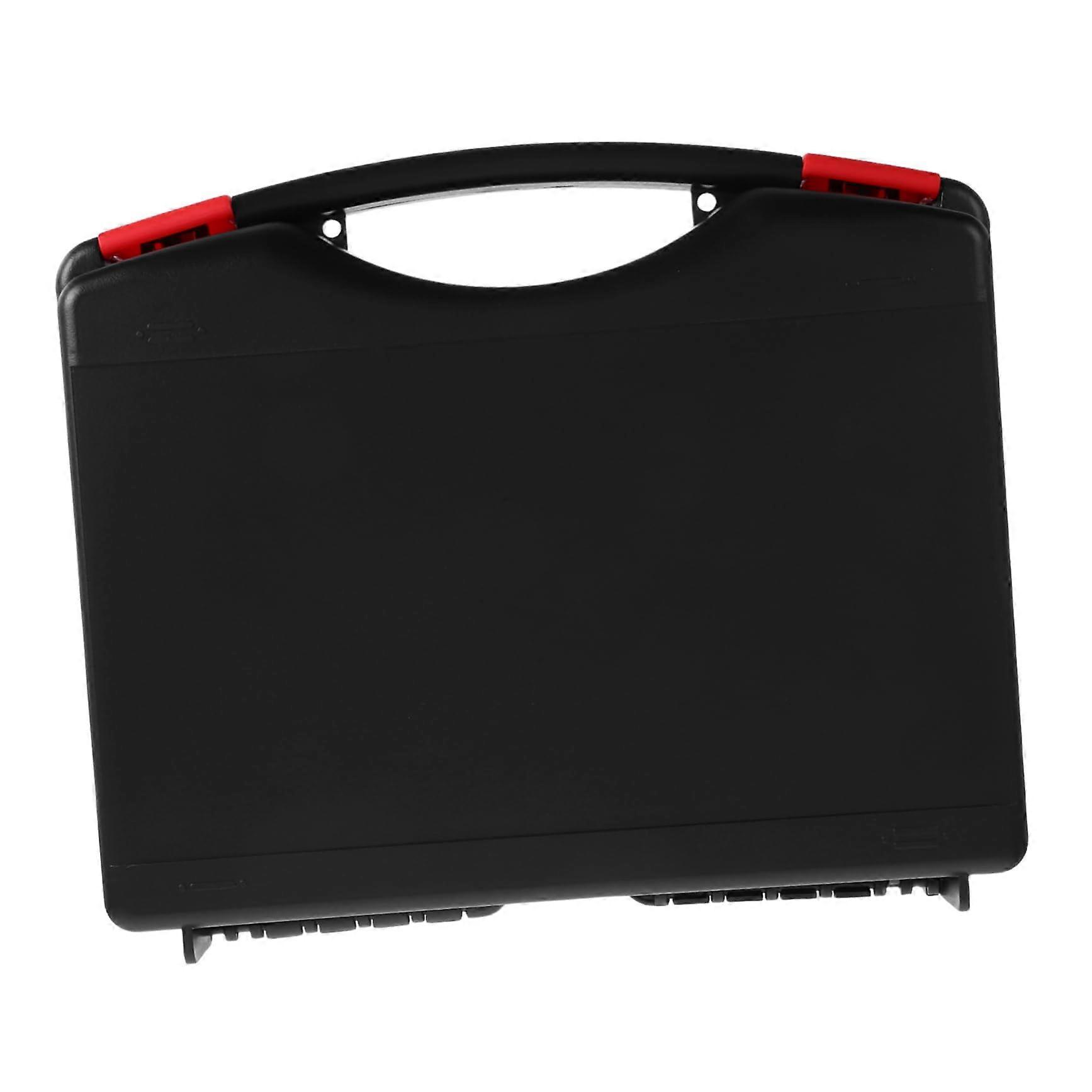 Sturdy portable toolbox with handle, shockresistant plastic organizer for home, car, and mechanics.