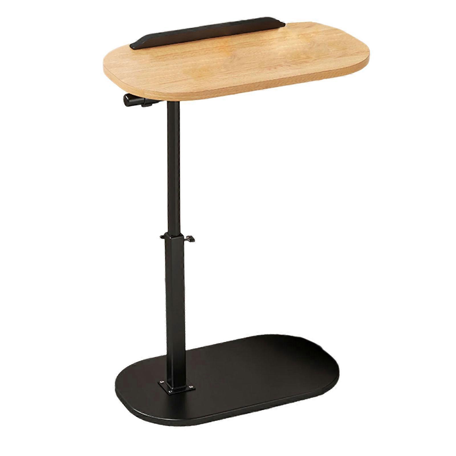 C Shaped End Table Adjustable Couch Tables Small Side Table for Couch TV Tray Table Couch Arm Tray TableThat Slide Under  Wood color