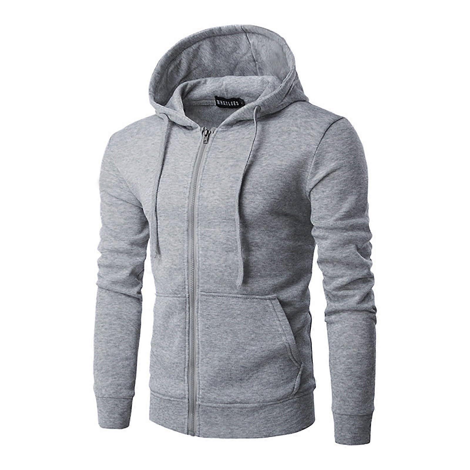 Herren Hoodie Kapuzenpullover 2024 Winter Langarm Kordelzug Oversize Sweatshirt Hell Grau Größe L Bequem