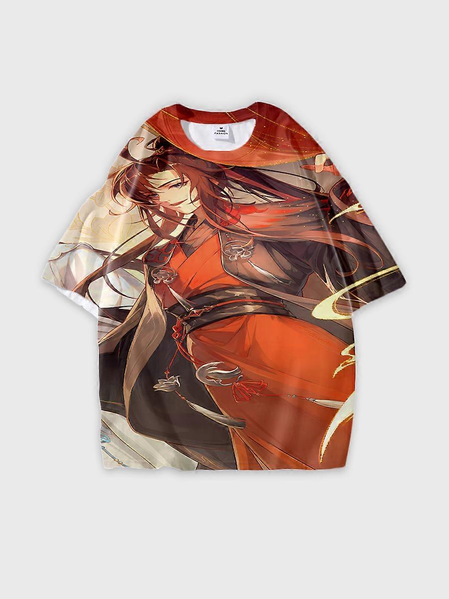 T-shirt round neck Character Pattern loose short sleeve E1175