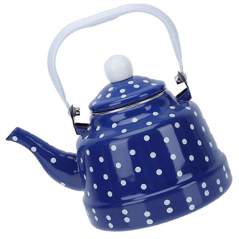 Retro Kettle Enamel Water Pot Hotel Cool Handle Design Serving Hot Beverages 14X14X21CM 1Pack