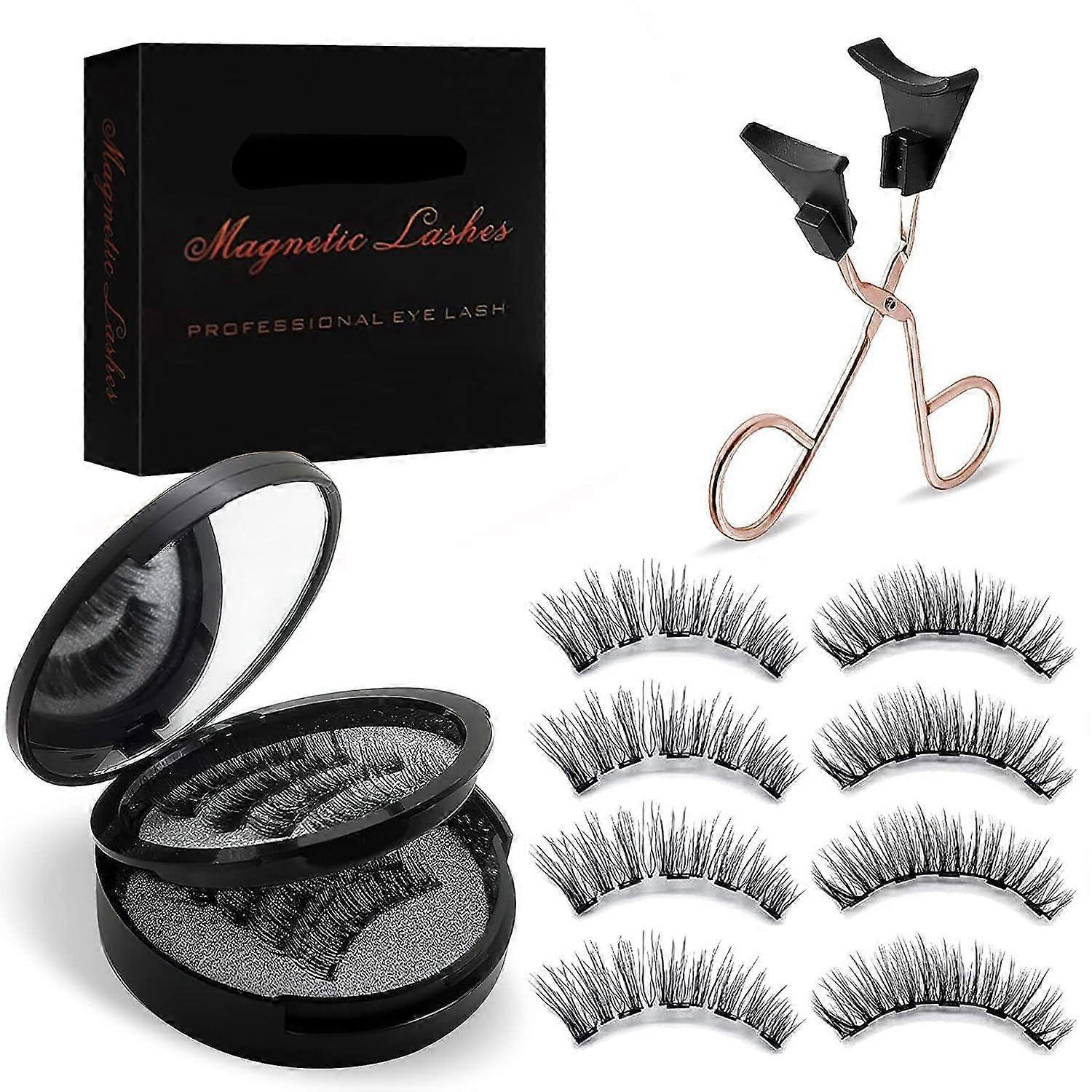 Magnetic eyelashes, reusable synthetic false eyelashes for a natural look, lightweight and no glue required, false eyelashes with magnets black