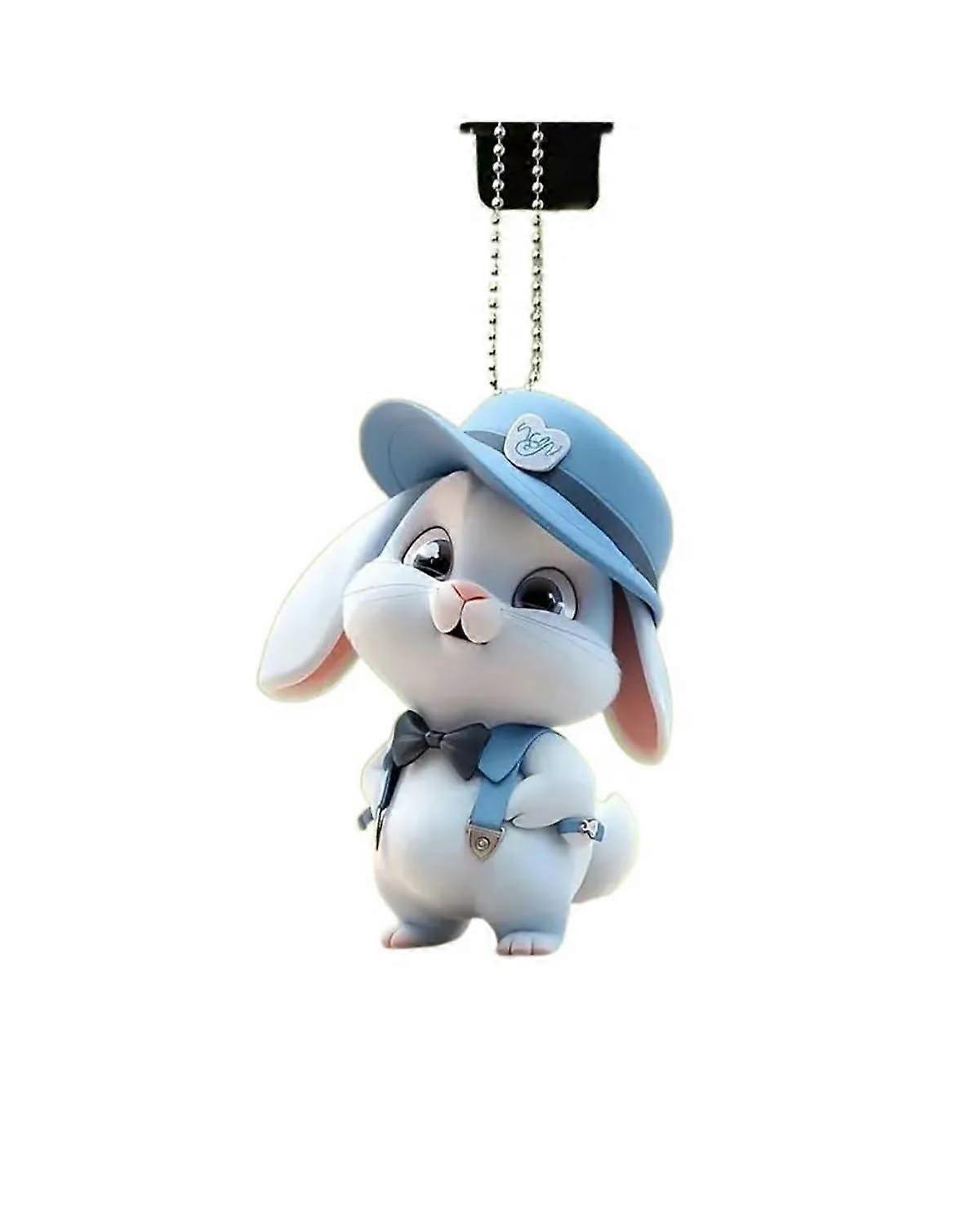 Rear View Mirror Pendant 2D Flat Rabbit Acrylic Car Ornament For Interior Rear View Mirror Key Ring Accessory