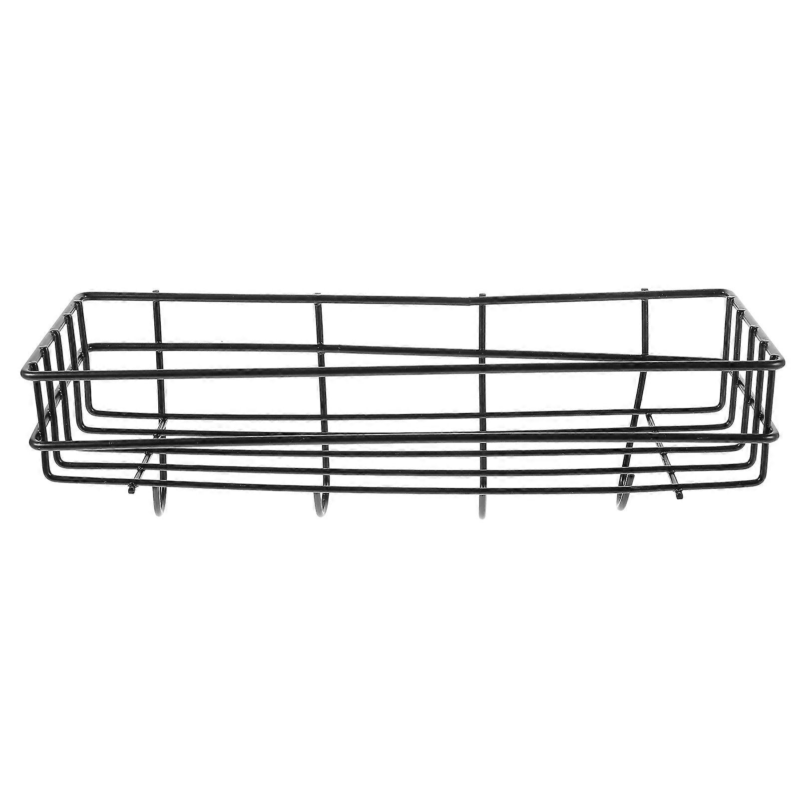 Iron Wall Mounted Shelf Designed For Bathroom And Kitchen Applications 28x10.5cm Black Color 1Pack