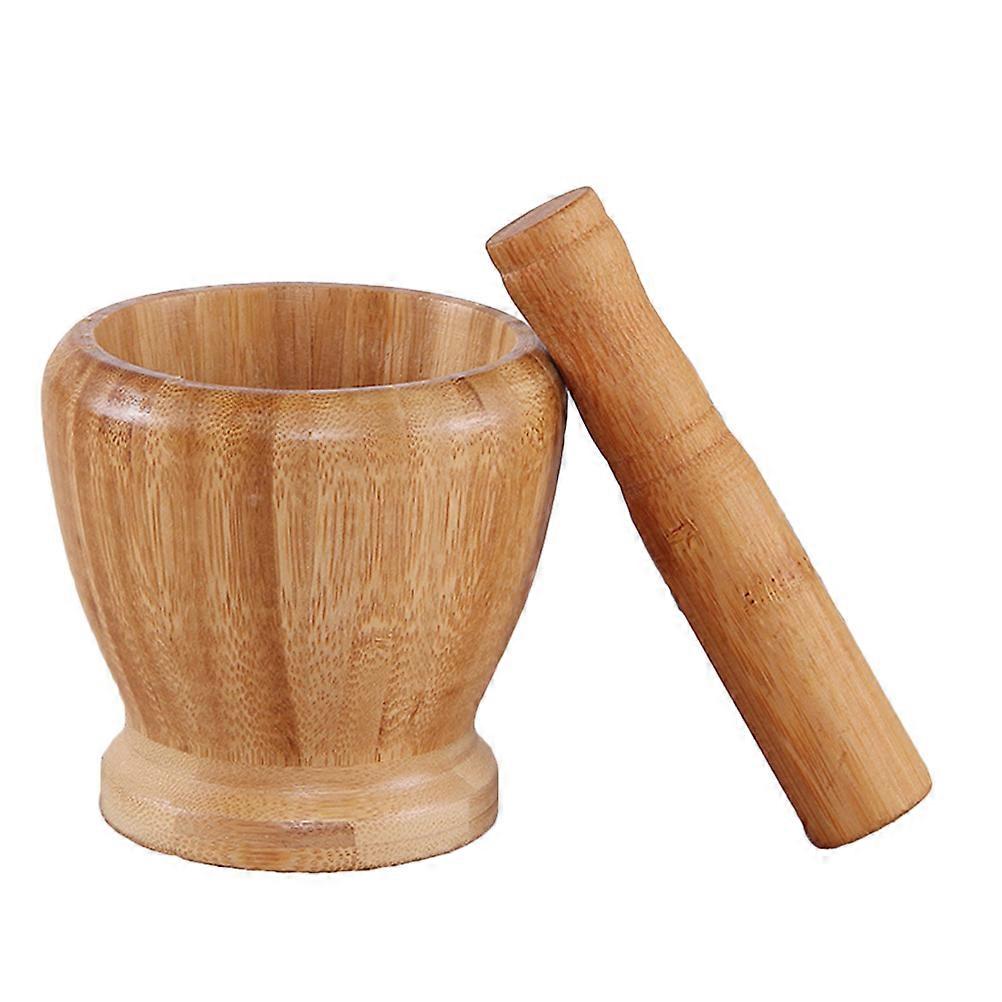 Bamboo Garlic Pounder for Kitchen Use Light Brown Easy to Clean and Does Not Retain Flavor 2pcs Set