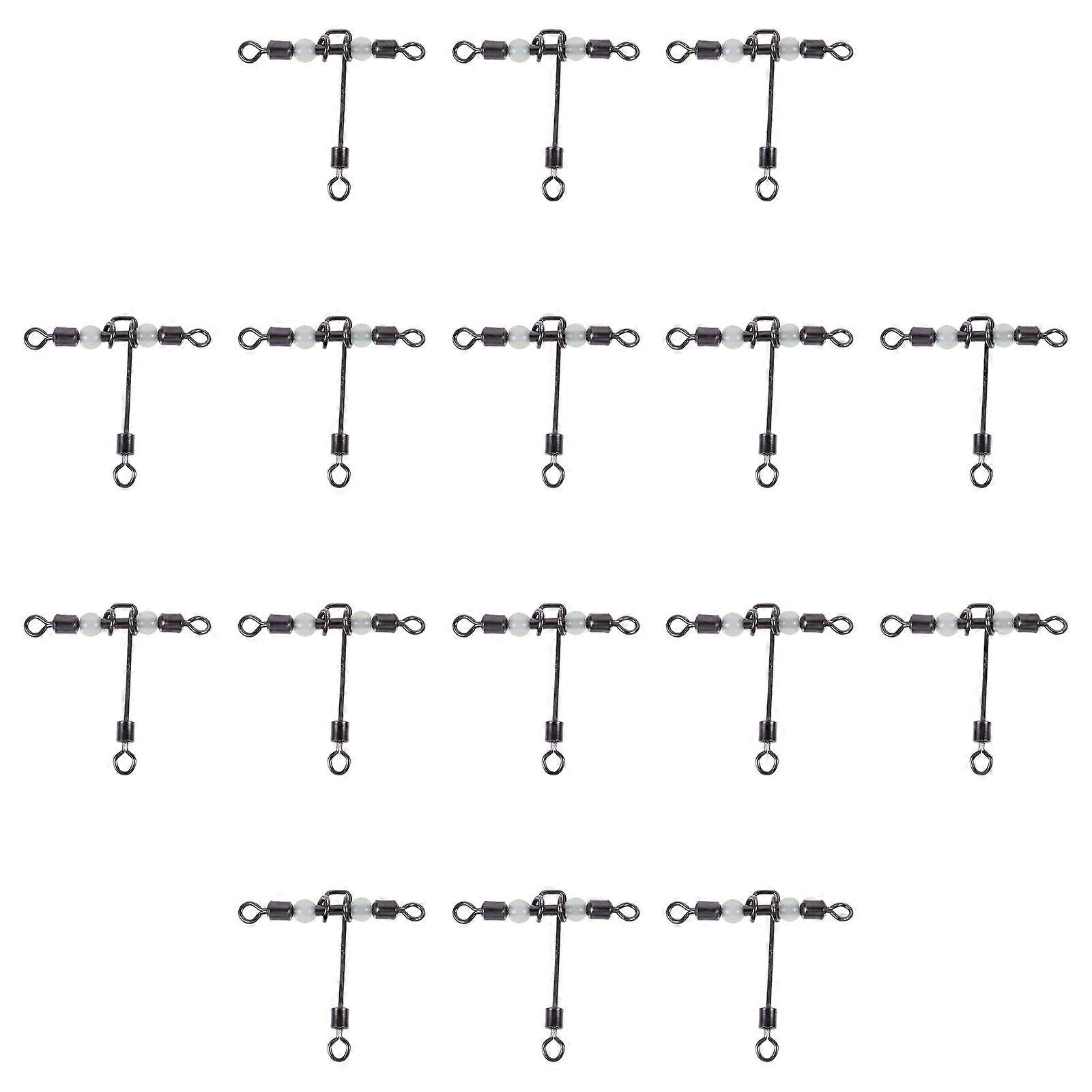 20pcs Glow in the Dark Fishing Swivels with Luminous Beads for Saltwater and Freshwater Fishing, Heavy Duty Rotation Connector to Prevent Line Twist