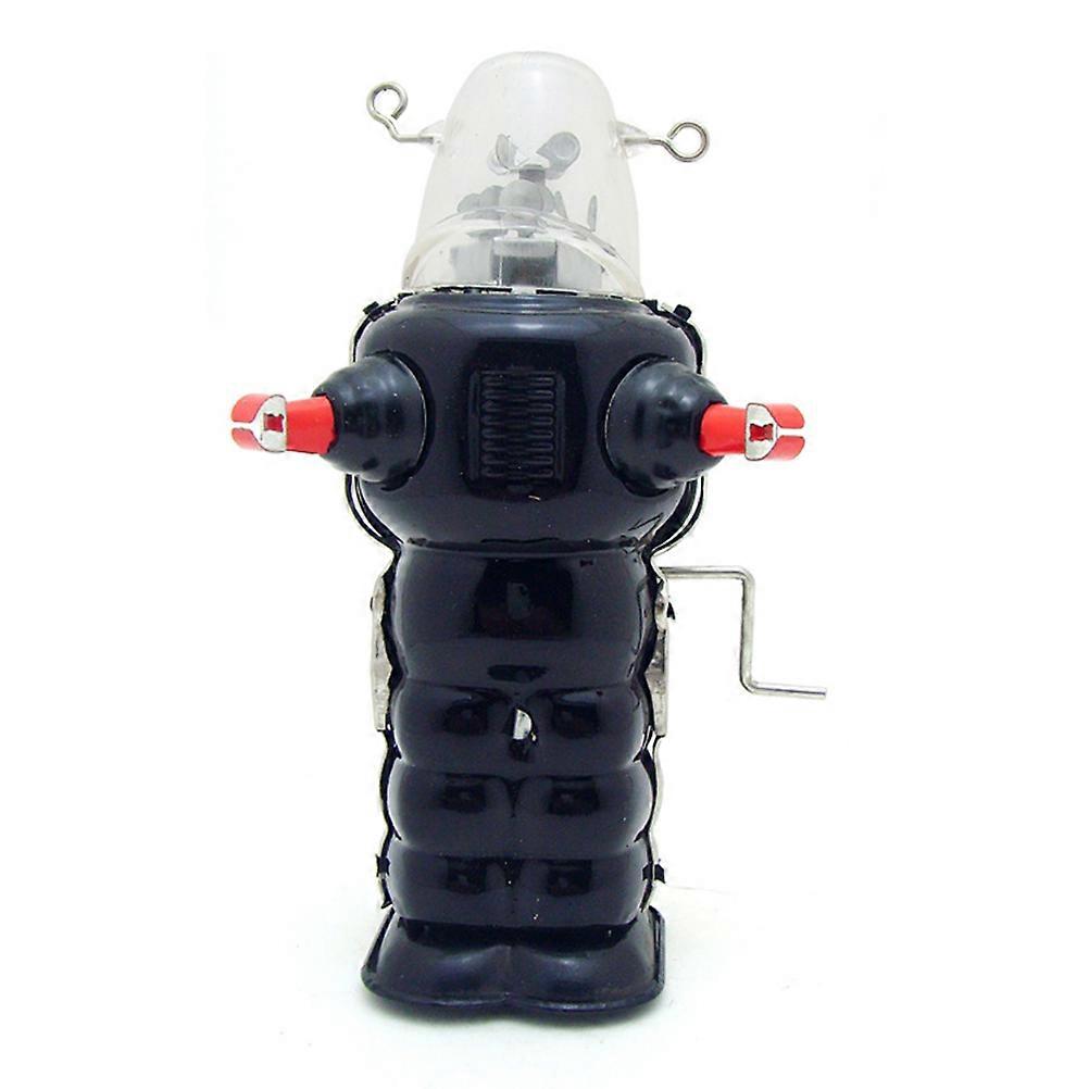 Black Clockwork Robot Toy for Decoration Walks with Iron Material Great Gift for Adults 6.3 Inches