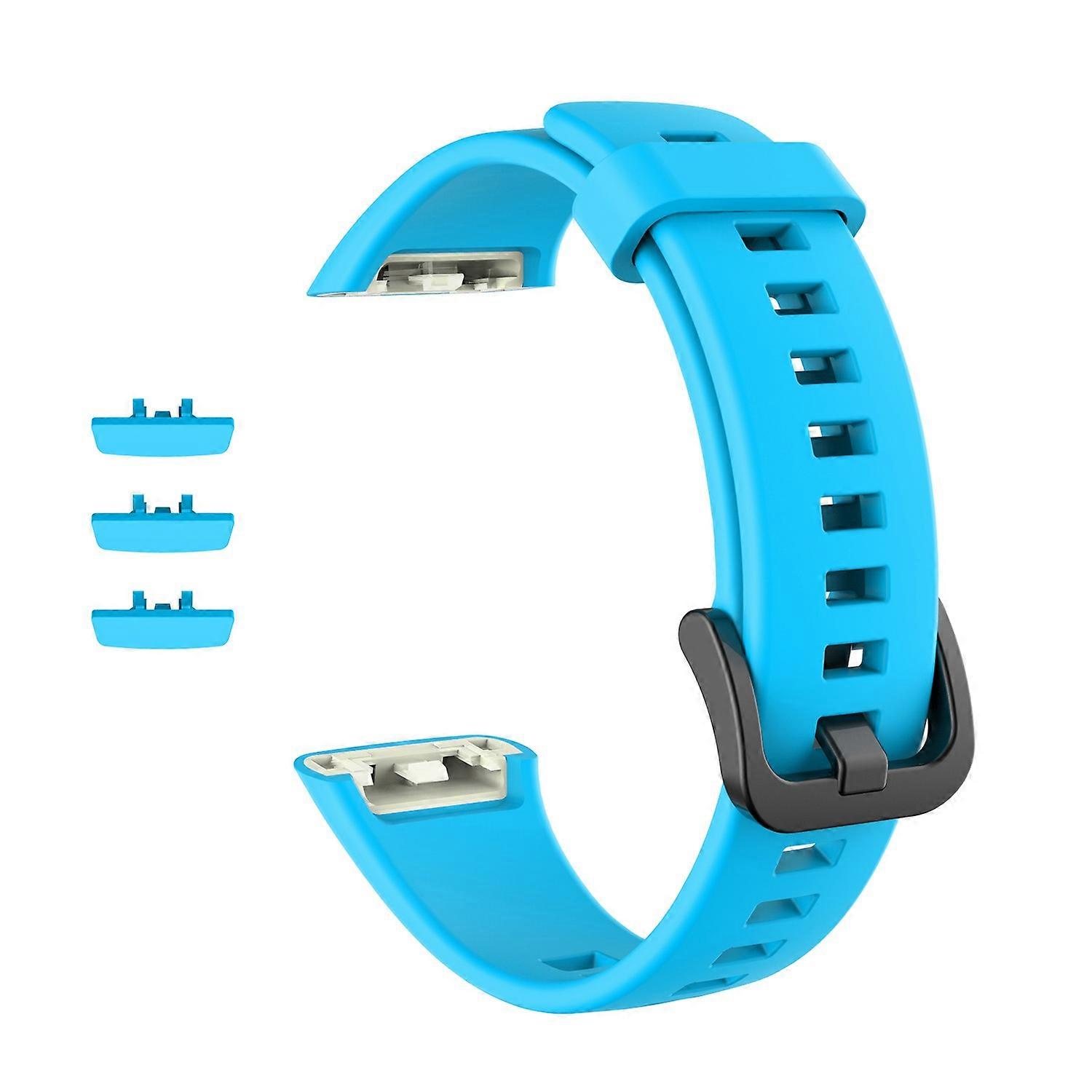 Solid Color Soft Silicone Watch Strap for Honor Band 6 - Sky Blue