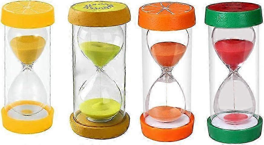 Children's Fruit-Shaped Hourglasses & Kitchen Timers - Sand Timer Set for Toothbrushing (5, 10, 15, 30 Minutes) - 4-Piece Collection