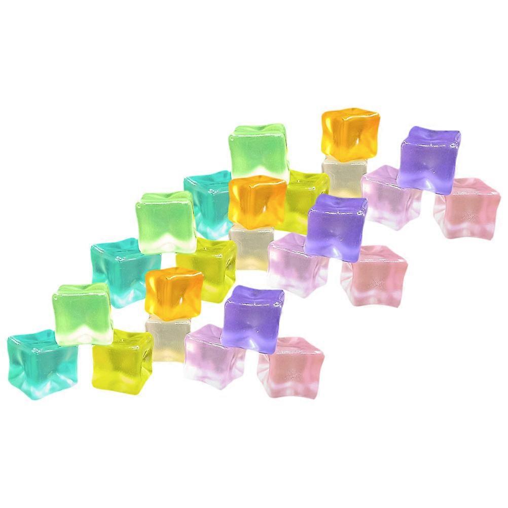Luminous Fake Ice Cubes for Decor Acrylic Photography Props Assorted Color 30pcs