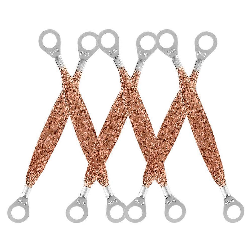 6pcs Copper Ground Strap for Automotive Electrical Systems with Flange Connection for Enhanced Static Protection and Reliable Conductivity