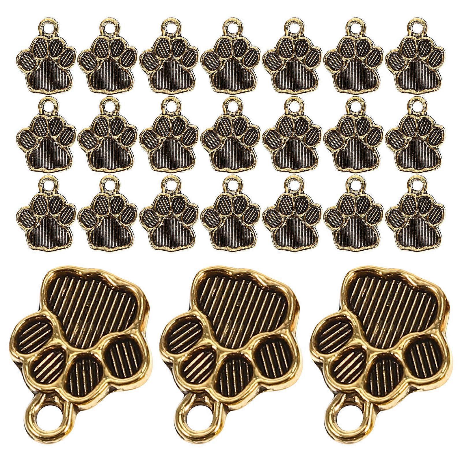 100pcs Golden Zinc Alloy Dog Paw Charms for DIY Necklace Accessories 0.63x0.55 Inches