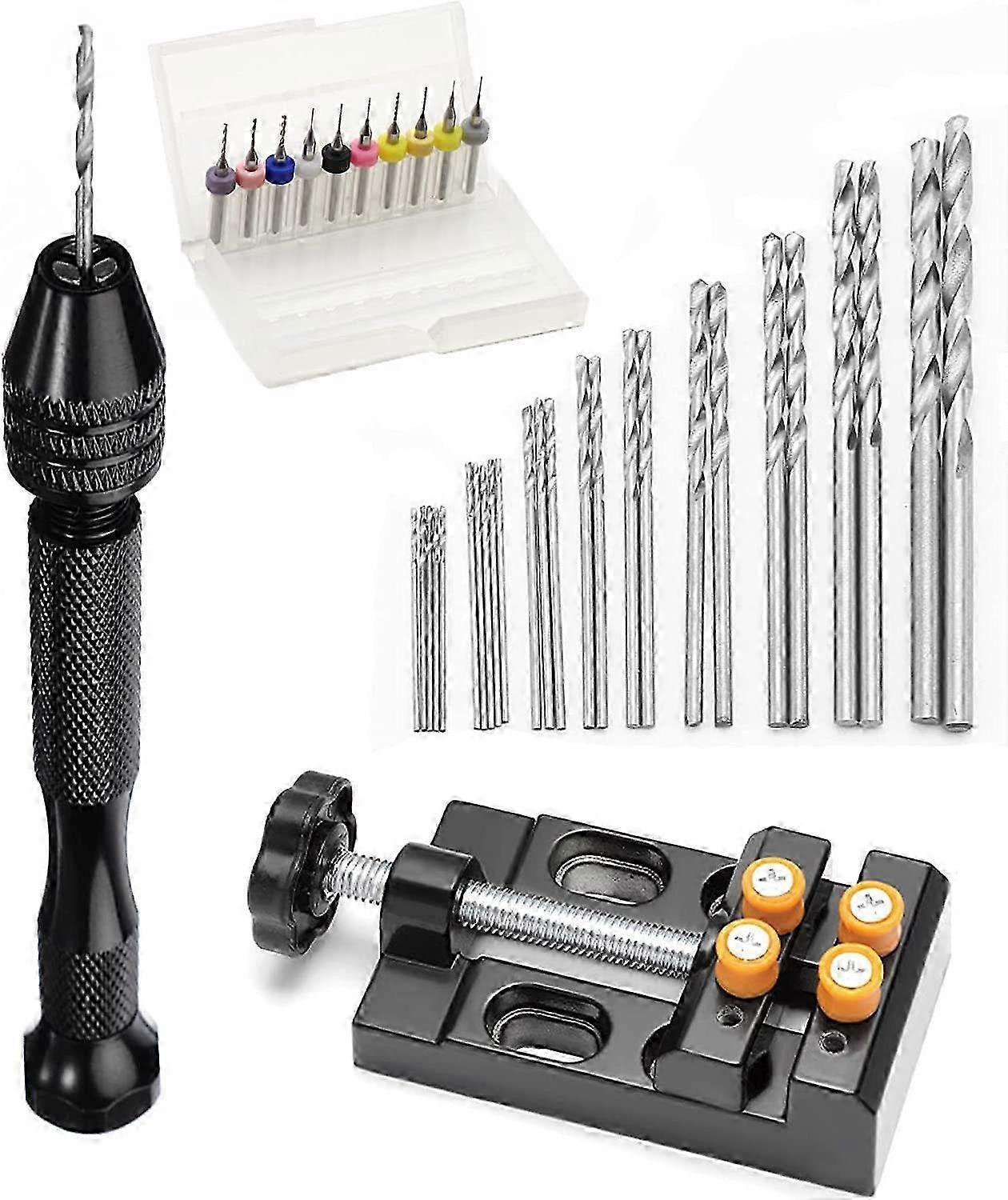37 PCS Mini Hand Drill Set for Crafts, Pin Vise Precision Twist Drill Bits with Mini Pillar Drill 2025