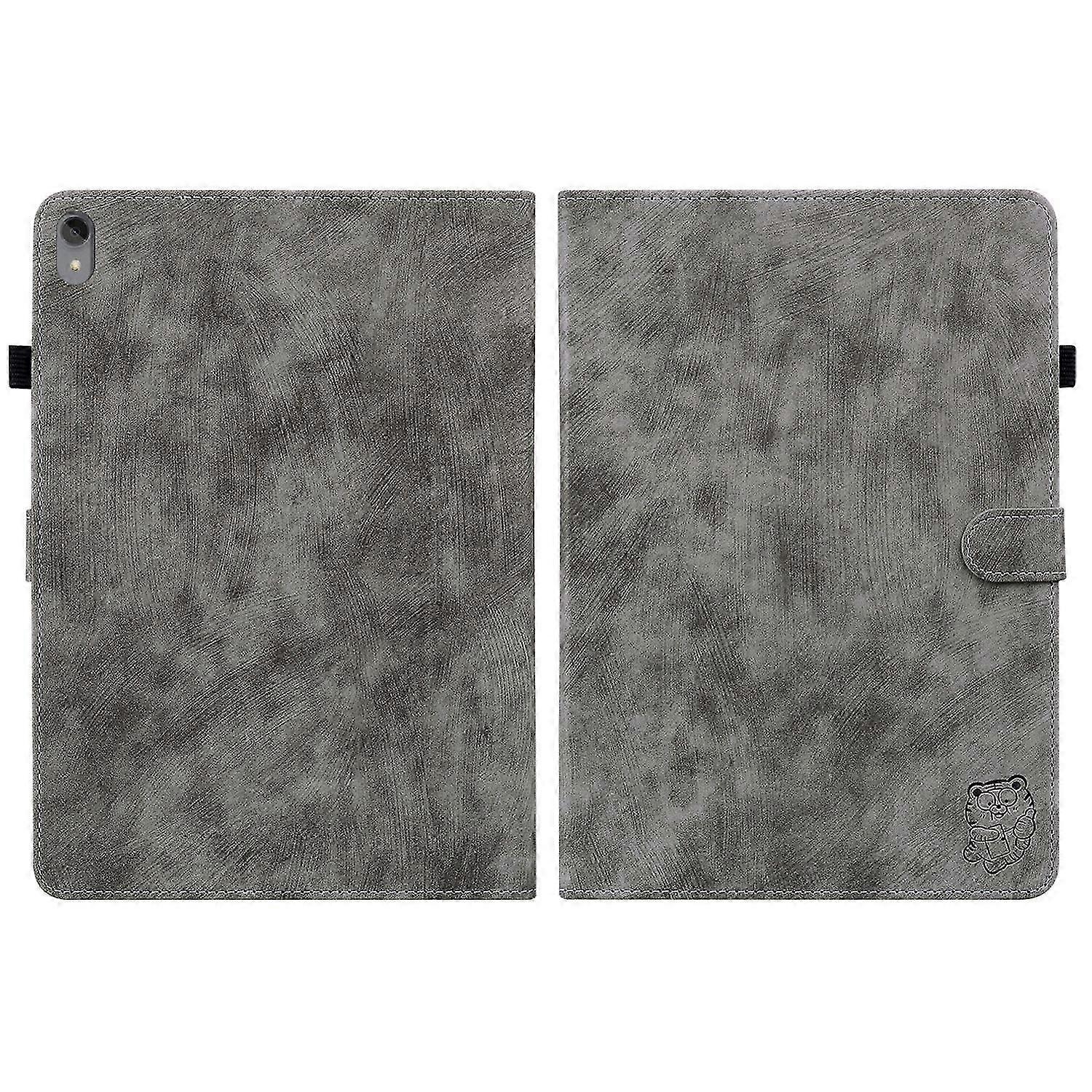 Tablet Case For Lenovo Tab P11/Pad Plus 2011 Tiger Pattern PU Tablet Case(Grey)