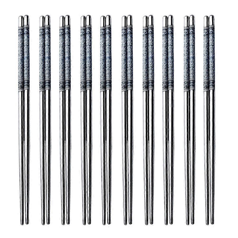 Stylish Non-Slip Metal Chopsticks For Dining Utensils Available In Silver Color For Daily And Formal Use 10 Pairs