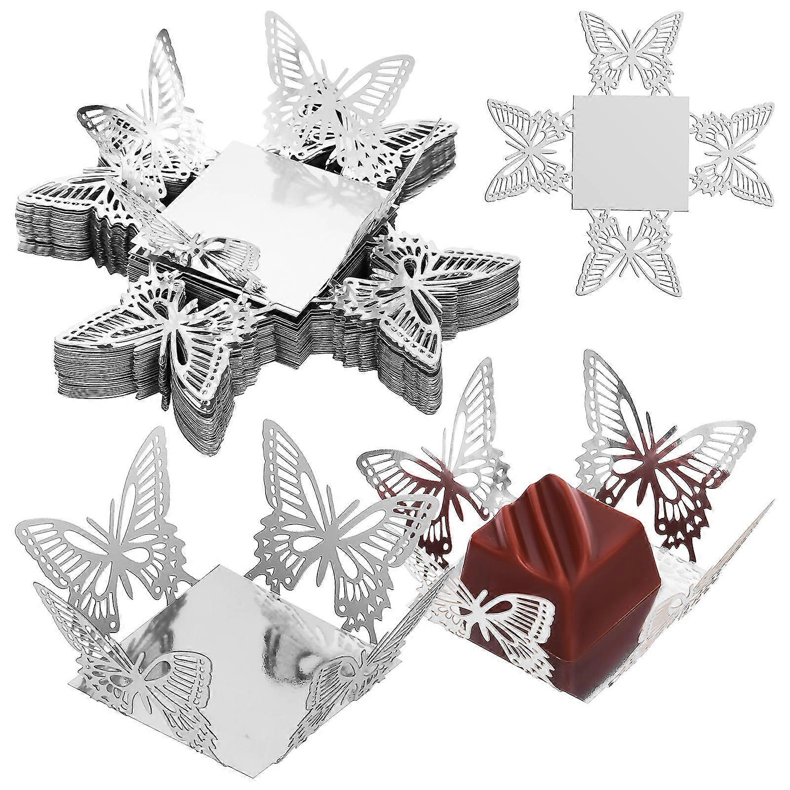Butterfly Shaped Candy Cups for Cake Use Assorted Color Paper Truffle Wrappers 50 Pcs