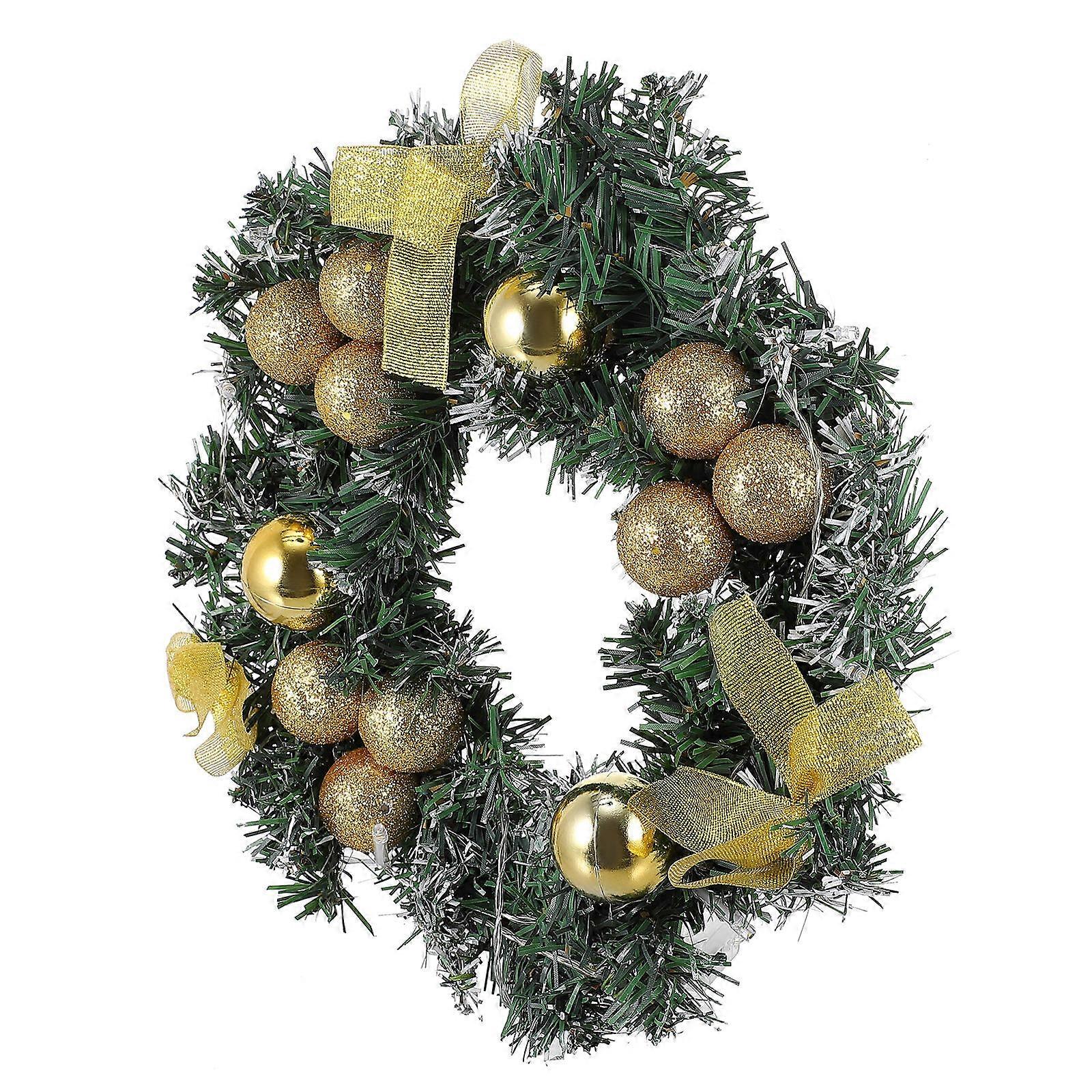 Artificial Christmas Wreath Door Hanging Ornament 30X30CM Golden Color For Holiday Style Decorative 1Set