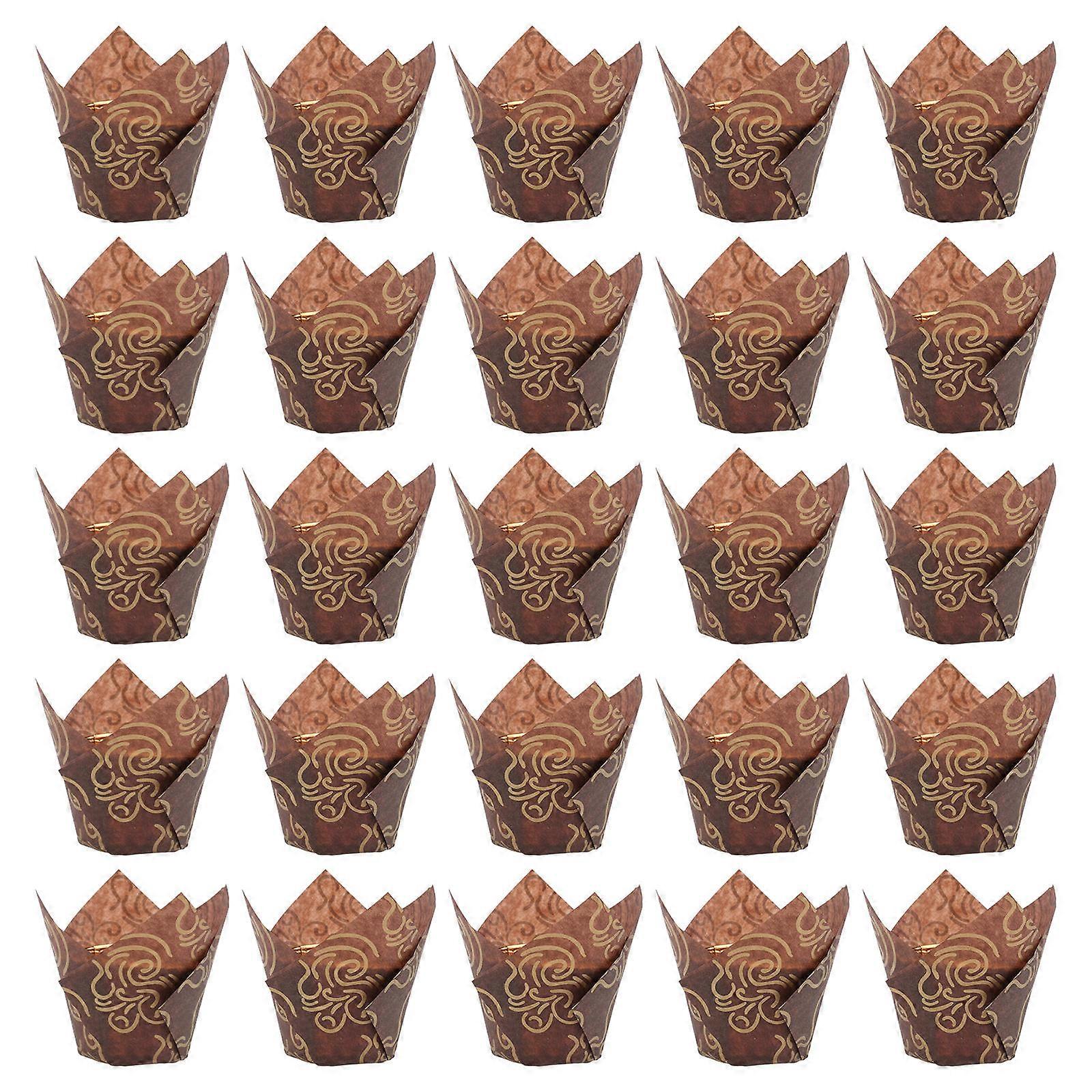 Tulip Shape Cake Wrappers 1 Set Oil Resistant Muffin Liners for Cupcakes Baking Elegant Design Sweet Treats Safe Paper Material for Parties Events
