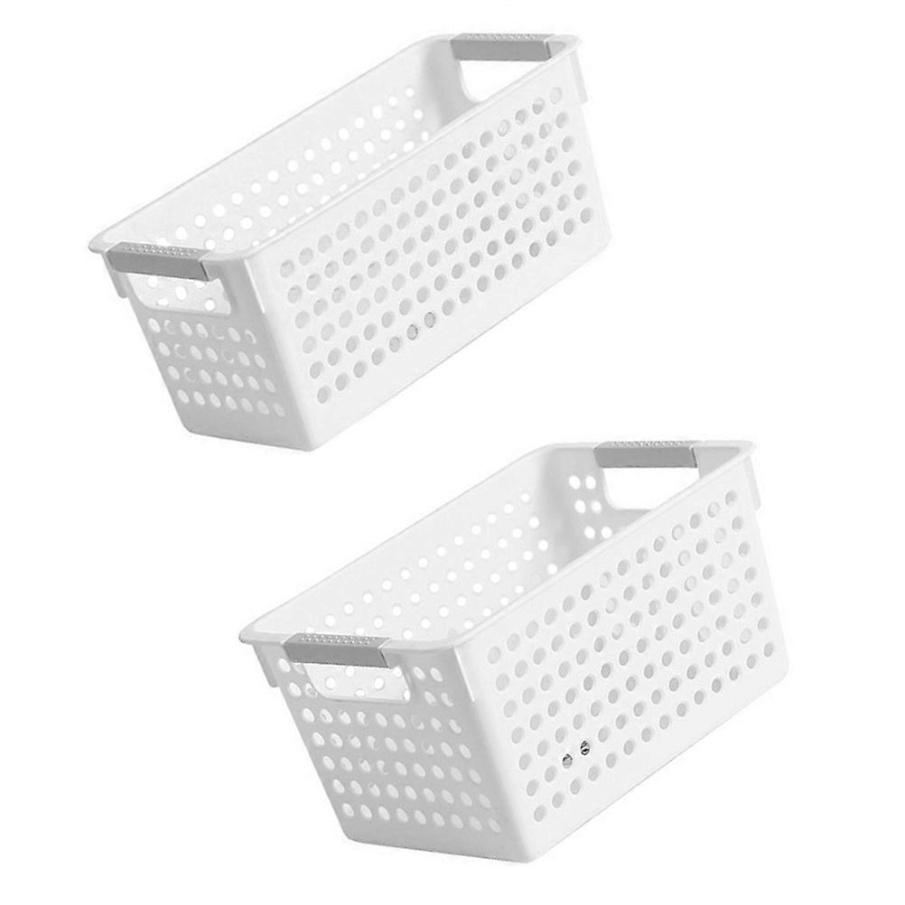 White Plastic Storage Basket for Home Use with Material and Stylish Design 2pcs