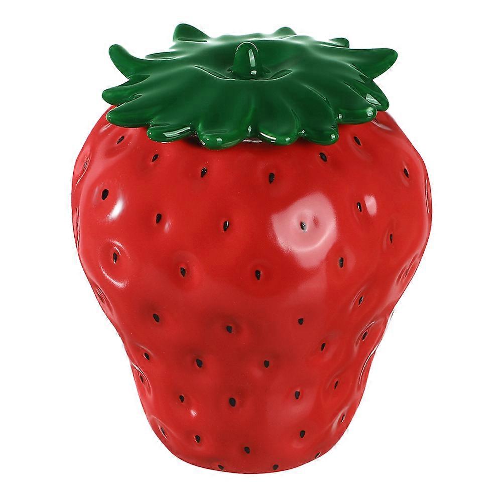 Ceramic Tea Canister for Storage 1 Jar Red Strawberry Shape Decorative Jar
