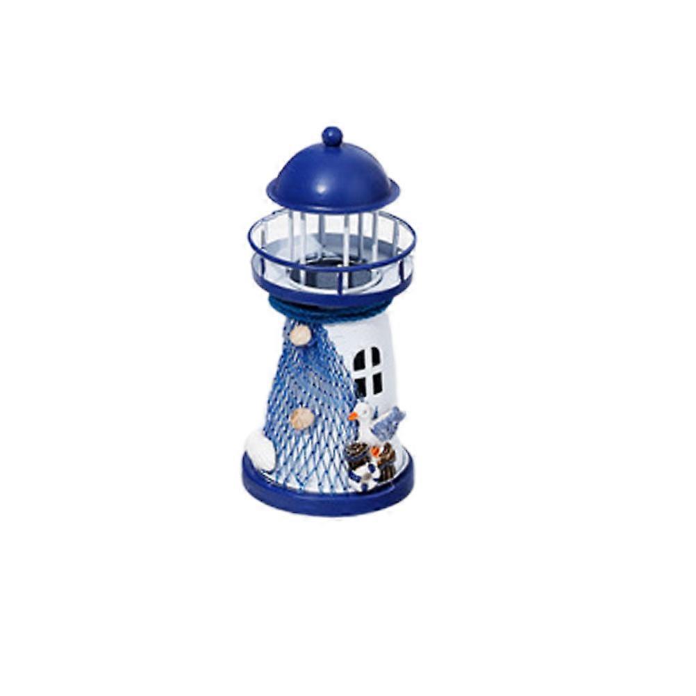 Blue Iron Lighthouse Ornament for Home Decoration Shining Design Bring New Look to Your Space Small Size